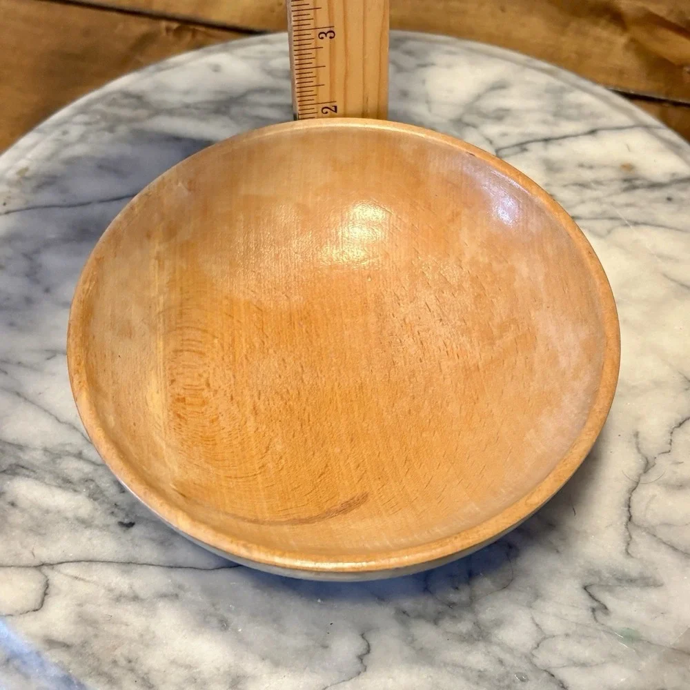 VTG 1960s MCM Handmade Teak Wood Wooden Rice Bowl Small Salad‎ Fruit Japan 6